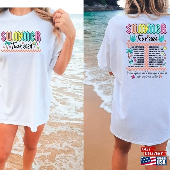 Summer Tour 2024 Shirt Vibes Unisex T-shirt Gift For Fan 2 Sided - Picture 1 of 4